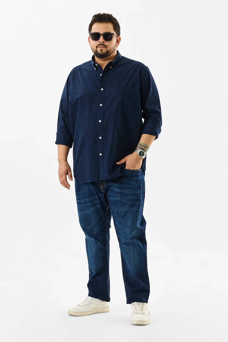 سنيتش Lucia Navy Plain Plus Size Shirts